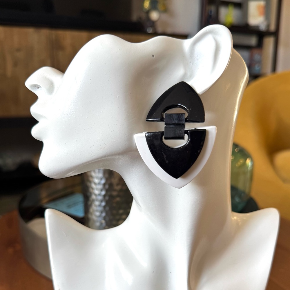 Bold Black and White Geometric Earrings